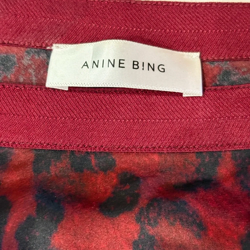Anine Bing Red and Black Leopard Silk Midi Skirt Size XS - Picture 2 of 3